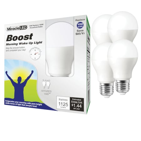 Nature's Vibe Boost Morning Wake Up Light Daylight LED Bulb, PK4