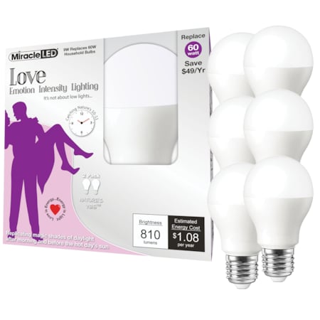 Nature's Vibe Love Emotion Intensity Daylight LED Light Bulb, PK6