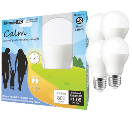 Nature's Vibe Calm Soothing Morning Daylight LED Light Bulb, PK4