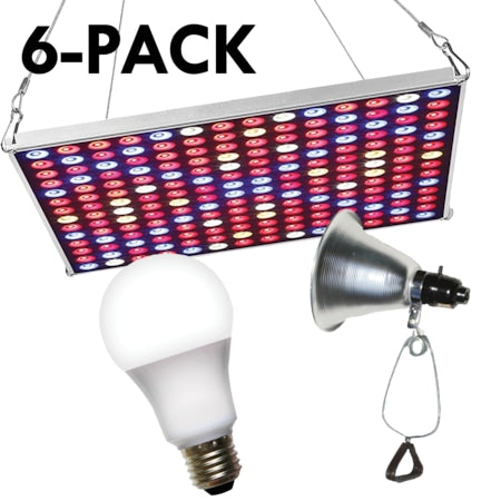 LED Grow Panel & Clamp On LED Full Spectrum Grow Light Kit 18, PK6