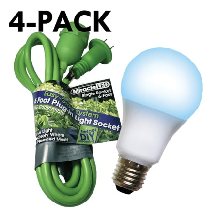 Single Socket Grow Light Cord System & LED Blue Grow Light 8 Pcs Kit, PK4