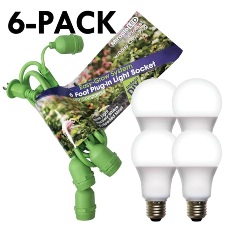 LED Grow Light Cord System 4 Socket & LED White Grow Light Kit 30 Pcs Kit, PK6