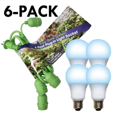 Grow LED Light Cord System 4 Socket & LED Blue Grow Light Kit 30 Pcs Kit, PK6