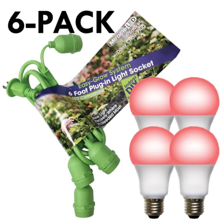 Grow LED Light Cord System 4 Socket & LED Red Grow Light Kit 30 Pcs Kit, PK6