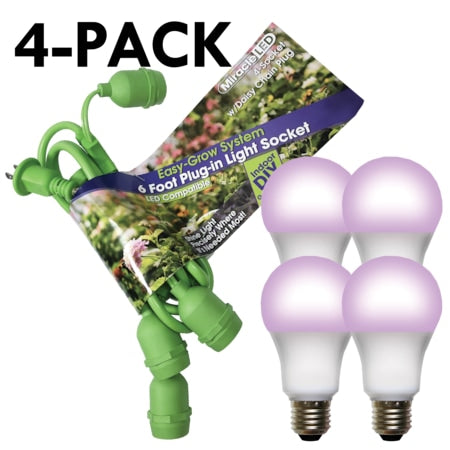 Grow System 4 Socket & LED Red & Blue Spectrum Grow Light Kit 20 Pcs Kit, PK4