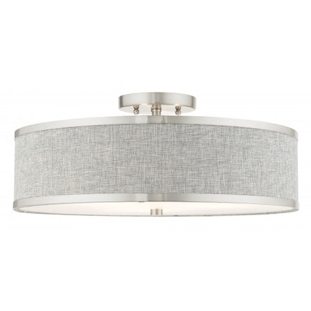 Brushed Nickel Semi Flush,3 Light