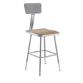 Square Stool with Backrest, Height 19" to 27"Gray