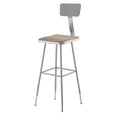 Square Stool with Backrest, Height 31" to 39"Gray