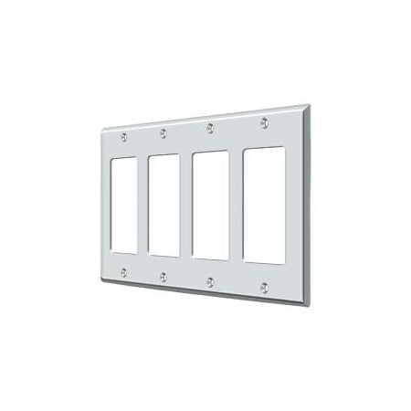 Quadruple Rocker Switch Plate, Number of Gangs: 4 Solid Brass, Polished Chrome Plated Finish