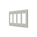 Quadruple Rocker Switch Plate, Number of Gangs: 4 Solid Brass, Brushed Nickel Finish