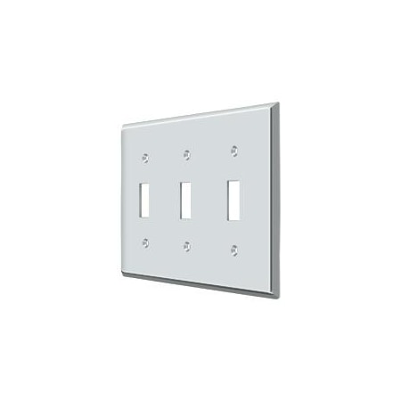 Triple Standard Switch Plate, Number of Gangs: 3 Solid Brass, Polished Chrome Plated Finish