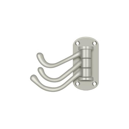 Triple Swivel Hook, Heavy Duty, 4"" Projection Satin Nickel