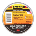 Vinyl Electrical Tape, Super 88, Scotch, 3/4 in L x 66 ft L, 8.5 mil thick, Black
