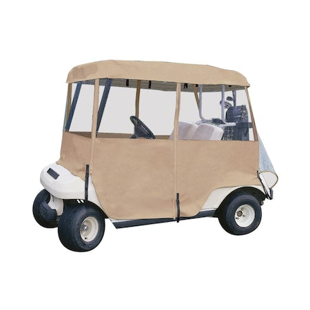 4-Sided Tan Golf Cart Enclosure