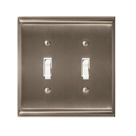 2 Toggle Wall Plates, Number of Gangs: 2 Zinc, Satin Nickel Finish