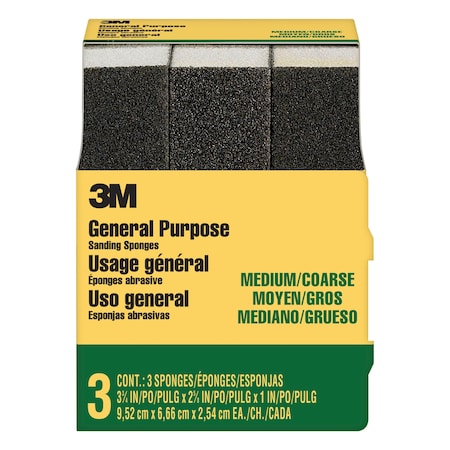 Sanding Sponge, 3 3/4"x2 5/8"x1", PK6