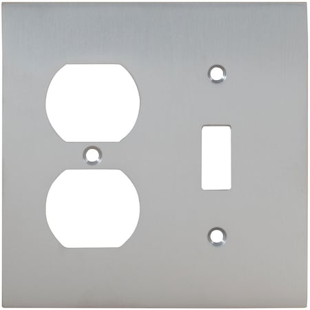 Combination Modern Switch Plate, Number of Gangs: 2 Solid Brass
