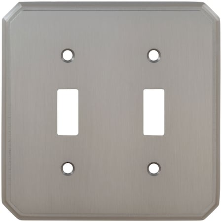Double Traditional Switch Plate, Number of Gangs: 2 Solid Brass, Polished Chrome Plated Finish