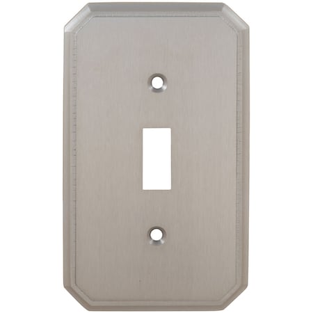 Single Traditional Switch Plate, Number of Gangs: 1 Solid Brass, Satin Chrome Plated Finish