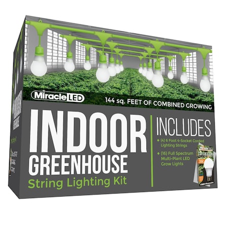 Wide Angle 4-Socket Corded LED Grow, PK4