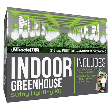 Wide Angle 4-Socket Corded LED Grow, PK6