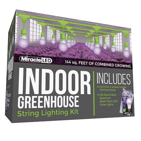 Wide Angle 4-Socket Corded LED Grow, PK4