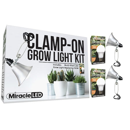 Wide Angle LED Clamp-On Grow Light, PK2