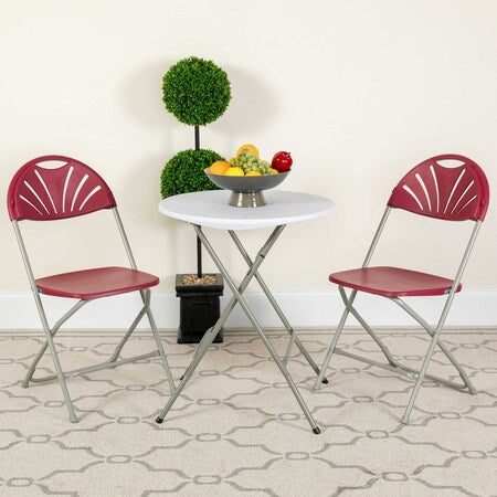 Burgundy Plastic Folding Chair, PK8