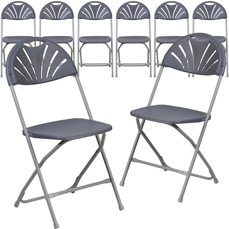 Charcoal Plastic Folding Chair, PK8
