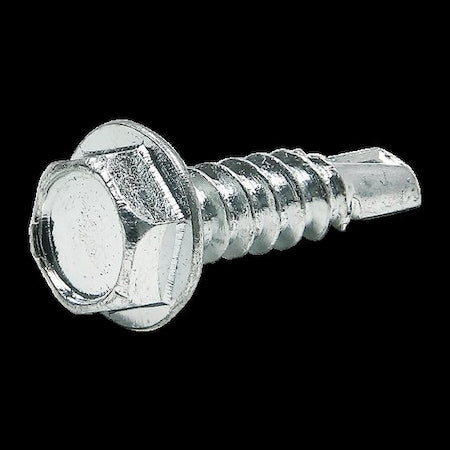 Self-Drilling Screw, #8-18 x 0.675 in, Zinc Plated Steel External Hex Drive