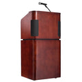 Tabletop and Base Combo Sound Lectern, Mahogany on Walnut