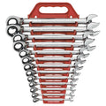 13 Piece 72-Tooth 12 Point Reversible Ratcheting Combination SAE Wrench Set