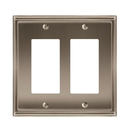 Mulholland 2 Rocker Wall Plates, Number of Gangs: 2 Zinc, Satin Nickel Finish