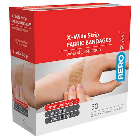 Fabric X-Wide Strip Bandages 1in x 3in 50/box