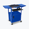 Adjust-Height Steel AV Cart, Pullout Keyboard Tray, Cabinet, Drop Leaf