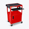 Adjustable-Height Steel AV Cart with Pullout Keyboard Tray and Cabinet