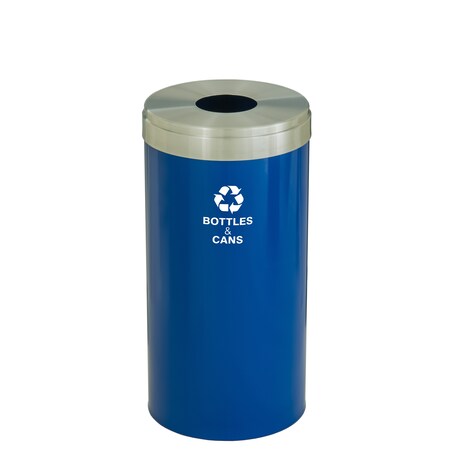 23 gal Recycling Bin, Blue/Satin Aluminum