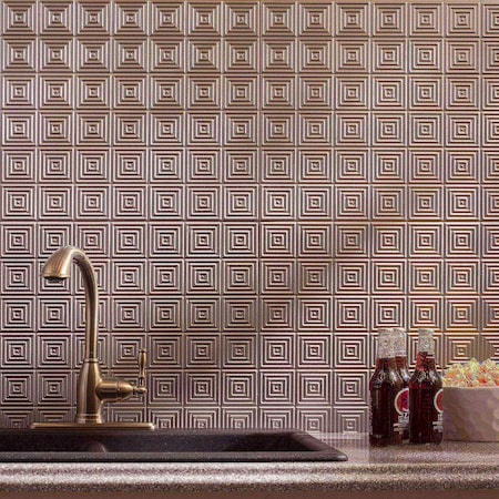 Fasade 18in x 24in Miniquattro Argent Silver Backsplash Panel 5pk