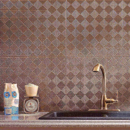 Fasade 18in x 24in Miniquattro Galvanized Steel Backsplash Panel 5pk