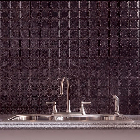 Fasade 18in x 24in Traditional 6 Smoked Pewter Backsplash Panel 5pk