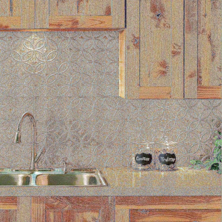 Fasade 18in x 24in Rings Vintage Metal Backsplash Panel 5pk