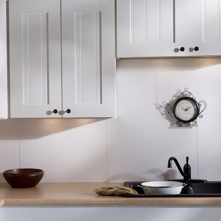 Fasade 18in x 24in Ripple Matte White Backsplash Panel 5pk