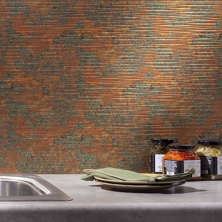 Fasade 18in x 24in Ripple Copper Fantasy Backsplash Panel 5pk