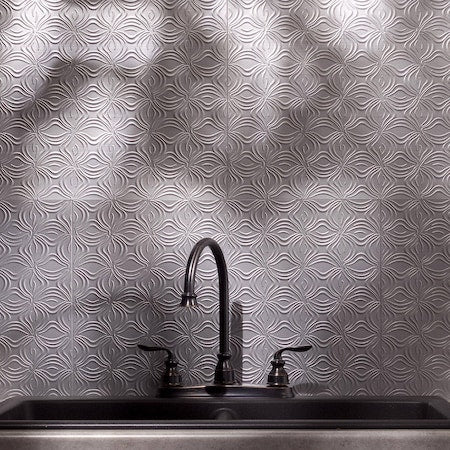 Fasade 18in x 24in Lotus Argent Silver Backsplash Panel 5pk