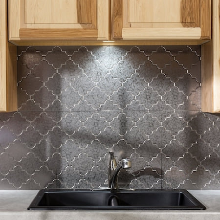 Fasade 18in x 24in Monaco Galvanized Steel Backsplash Panel 5pk