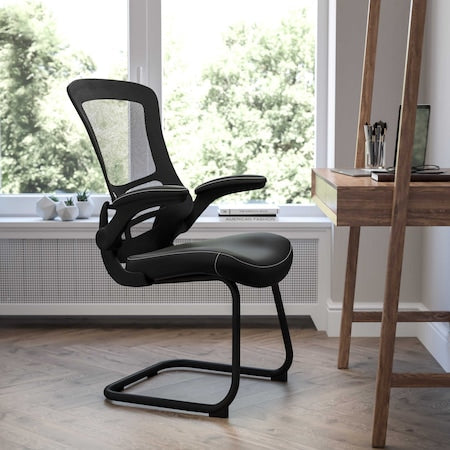 Black Mesh/Leather Side Chair