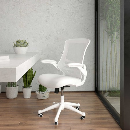Desk Chair White Mesh Mid-Back Desk Chair, Mesh, White Mesh/White Frame