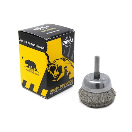 BNH16AY600AO 1.750"" Small Dia. Cup Brush, 600 Grit Aluminum Oxide, .250"" Shank Dia., .500"" Trim