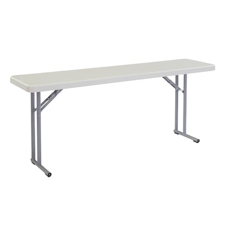 Rectangle Seminar Table, 18" W, 72" L, 29-1/2" H, Blow-molded plastic Top, Speckled Gray
