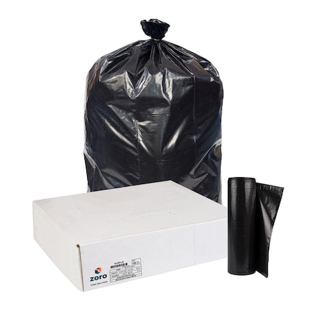 Recycled Trash Bags: 55 gal Capacity, 41 in x 54 in, 1.5 mil Thick, Black, 100 PK